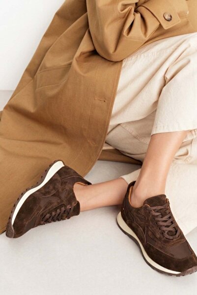 Fox Shoes Z312507561 Brown Genuine Leather Suede Women's Sneakers Sneakers