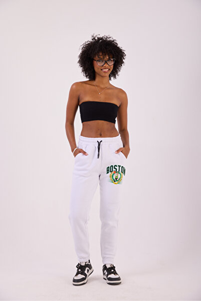 Superbluemexico Women's White Boston Basic Jogger Pants