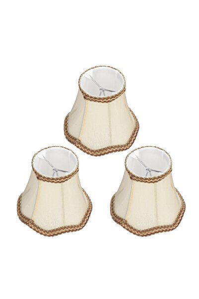 Noonedibs Set 3 Abajurine Clip E14 din Țesătură Aurie, pentru Candelabru Lumâ...