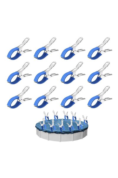 Noonedibs 12 Cleme Metalice pentru Bâlni Piscină, Cleme de Fixare cu Protecți...