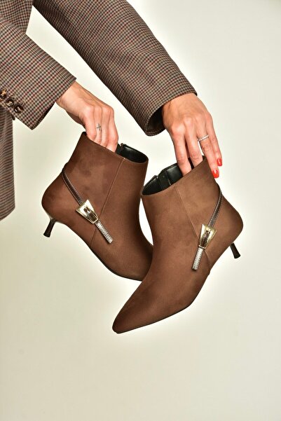 Fox Shoes Z518031102 Brown Suede Thin Heeled Women's Boots