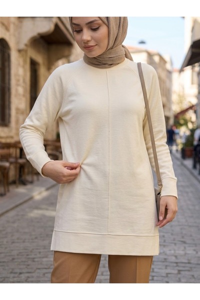 SERÇE COLLECTİON Uzun Kollu Rahat Kalıp Günlük Tunik Akrilik Kumaş Oversize T...