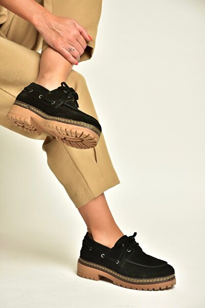 Fox Shoes Z312479761 Black Genuine Leather Suede Casual Women's Shoes
