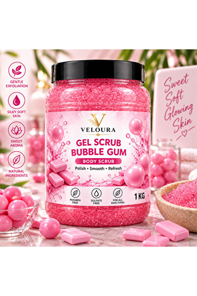 Veluora BUBBLE GUM GEL SCRUB 1KG – SWEET & REFRESHING EXFOLIATING BODY SCRUB ...