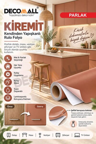 DECOMALL ( Code 367 ) Kiremit Kendinden Yapışkanlı Dolap Mobilya Masa Fayans ...