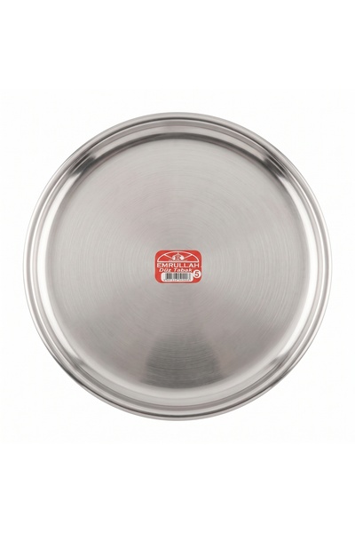 Emrullah Rostfrei Stainless Steel Flat Plate No:5 Ø22.50 cm Round Tableware B...