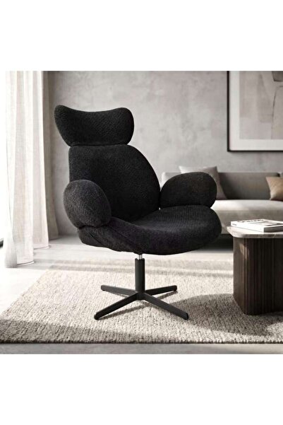 PAN HOME BREDON ACCENT CHAIR FABRIC WITH SWIVEL - BLACK