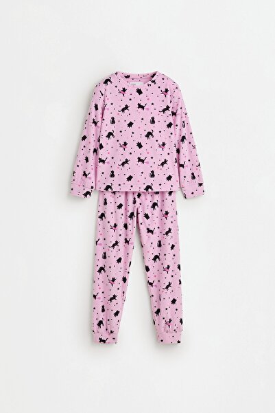 LEFTIES Siyah kedi desenli pijama