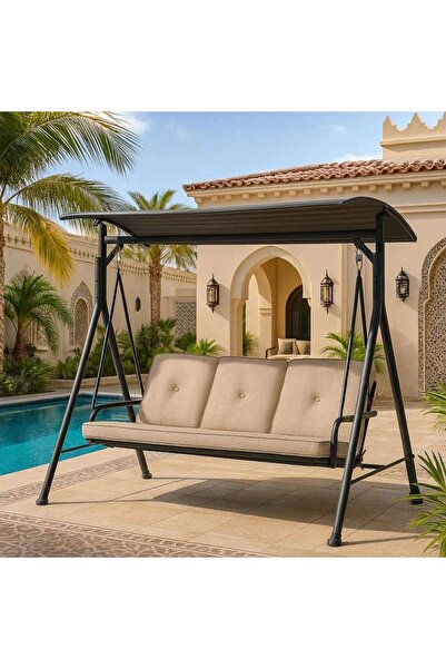 PAN HOME CASSENA OUTDOOR SWING 3 SEATER - BROWN