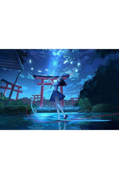 OEM Poster Fată Anime la Sanctuar Iluminat, 61x90 cm, poster3880