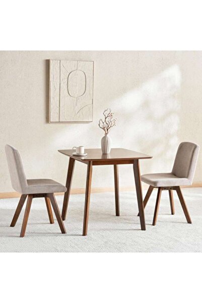 PAN HOME SYLAS 1+2 DINING SET VENEER - WALNUT & GREY