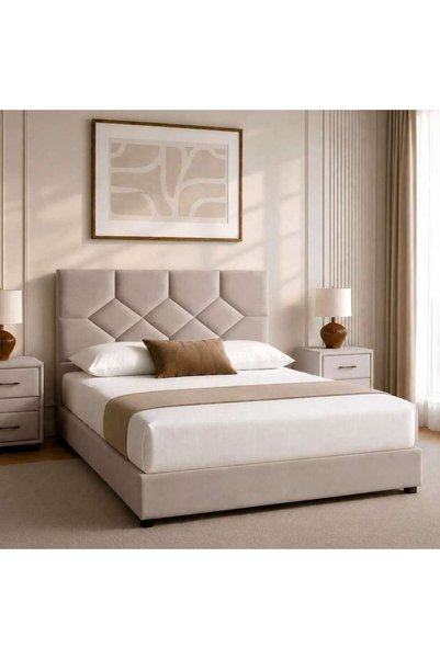 PAN HOME KYROS QUEEN BED 160X200 CM - BEIGE