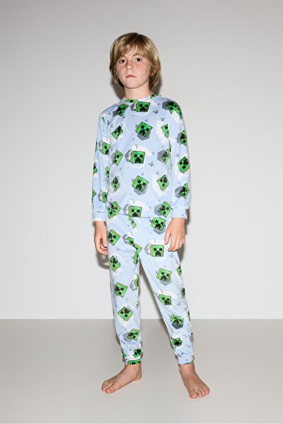 LEFTIES Kadifemsi Minecraft pijama takımı