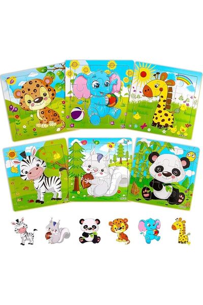 KASTWAVE Wooden Puzzles for Kids Ages 4-6, 6 Packs 9 PCs Jigsaw Puzzles, Wood...