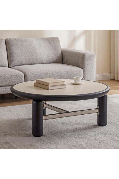 PAN HOME SKANDIA COFFEE TABLE SINTERED STONE - WHITE & BLACK