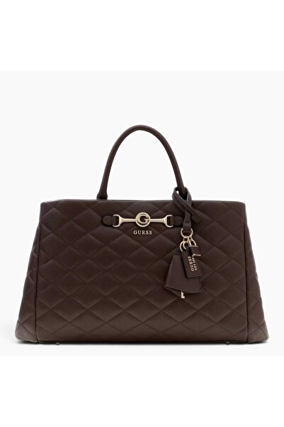 Guess Women's Handbag Quilted Patterned Large Size Zippered Compartment Styli...