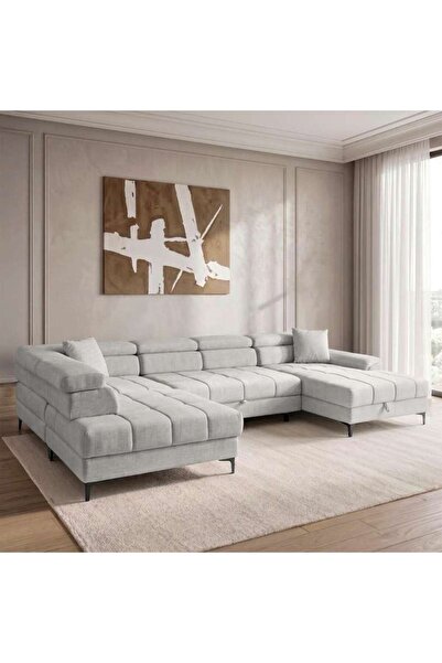 PAN HOME JAARA 4 SEATER CORNER SOFA BED - GREY