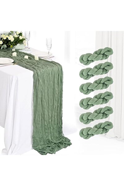 Tazweeq 6 Pack Cheesecloth Table Runners, Pleated Semi Transparent, Long Gauz...