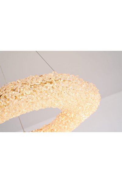 RFAN Candelabru LED RFAN, Model JO-SJD-10, Textură de cristal, Diametru 60 cm, 160W, Auriu