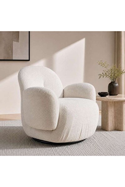 PAN HOME PALONA ACCENT CHAIR UPHOLSTERED WITH SWIVEL - WHITE
