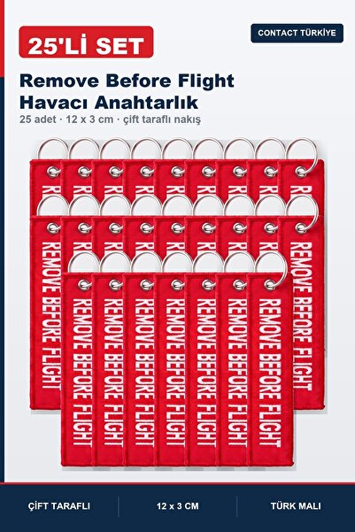 Contact Türkiye سلسلة مفاتيح Remove Before Flight Havacı مطرزة على الوجهين، س...