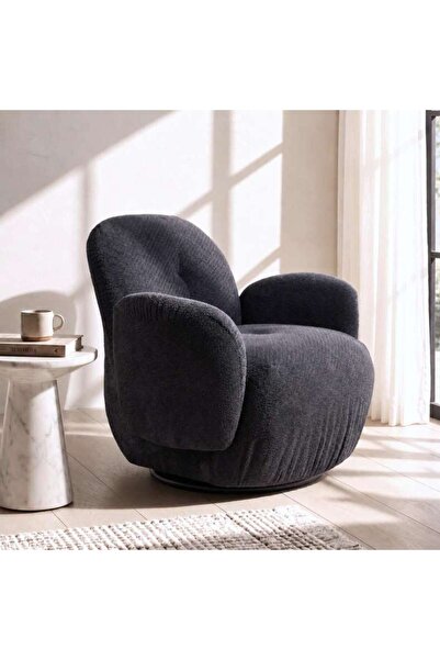 PAN HOME PALONA ACCENT CHAIR UPHOLSTERED WITH SWIVEL - NAVY BLUE