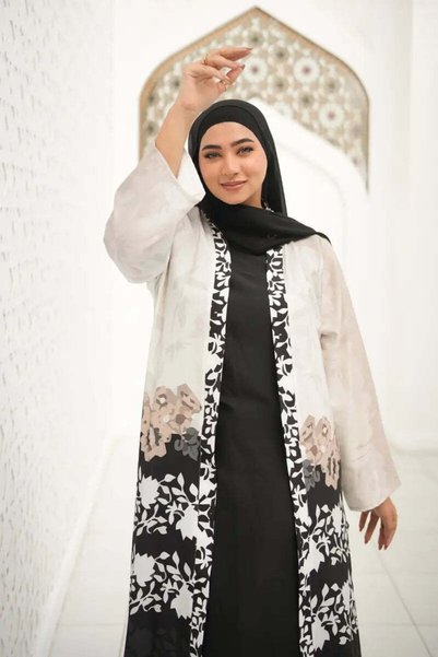 Forhunna Open Front Soft Abaya with Long Sleeves – Modern & Comfortable for All Occasions