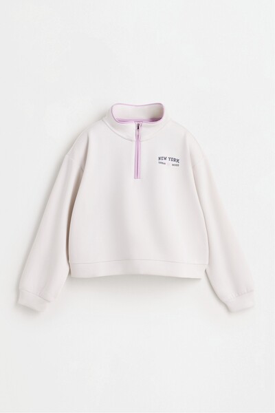 LEFTIES Süet fitilli biyeli fermuarlı sweatshirt