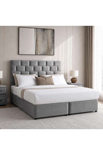 PAN HOME AETHER SUPER KING BED 200X200 CM - GREY
