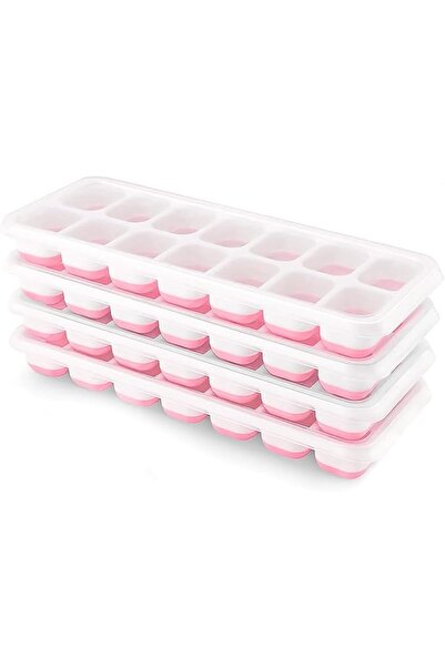 GENERAL Ice Cube Trays 4 Pack, Silicone Ice Cube Trays with Removable Lid, Ea...