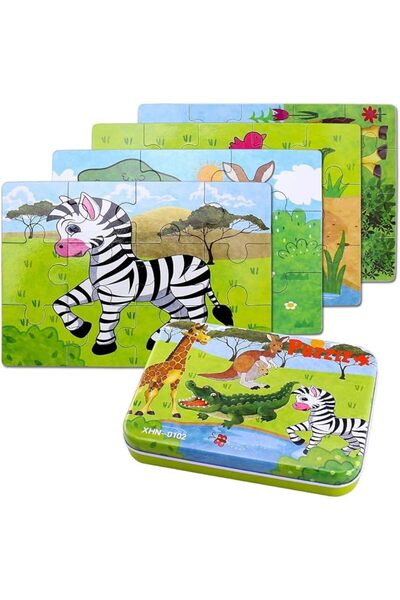 KASTWAVE Kids Jigsaw Puzzle Set, Pack of 4 with Varying Difficulty Levels, Ed...