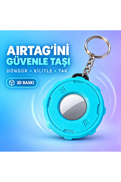 SAF HOBİ ATÖLYE DESİGN Airtag Compatible 3D Printed Protective Keychain with Rotating Lock