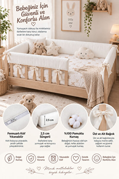 Jaju Baby 60 cm Yükseklik Tam Koruma 60x120 cm Renk Özel Ölçü Montessori / Be...