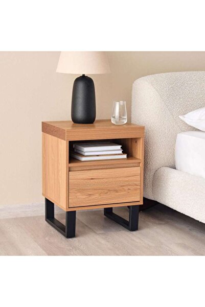 PAN HOME RHETT 1 DRAWER NIGHT STAND MELAMINE - NATURAL BLACK