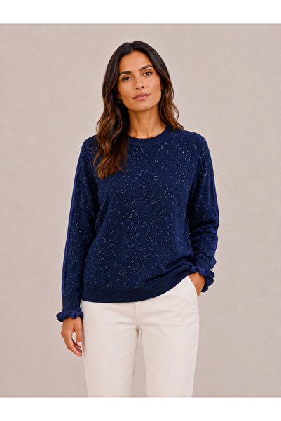 Okçu Triko Women's Round Neck Sparkling Knit Sweater 27K12308-22
