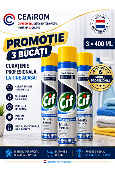 Cif Professional Σπρέι Πολλαπλών Επιφανειών – Προωθητική συσκευασία 3 × 400 ml