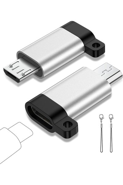 AILKIN حزمة من 2 محول USB-C إلى Micro USB، موصل أنثى من النوع C إلى ذكر Micro...