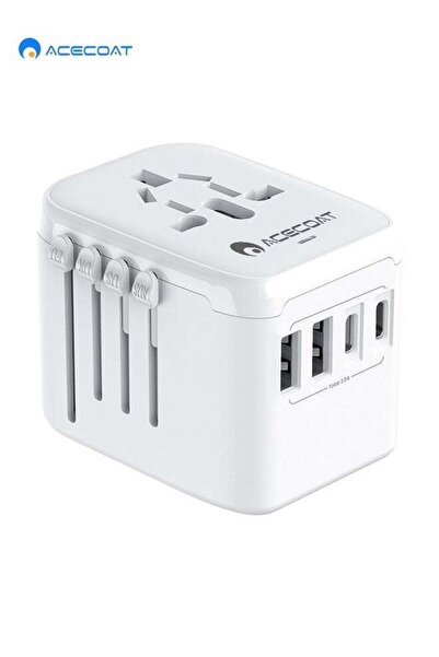 ACECOAT Universal Travel Adapter, International Plug Adapter With 2 USB A&2 U...