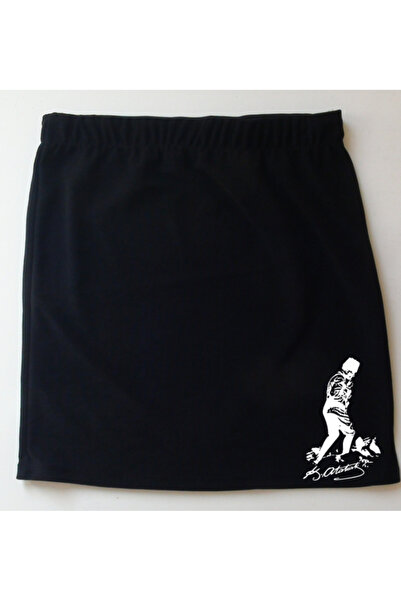 mAddog Black Above-The-Knee Skirt / Atatürk Kocatepe (Small) / Denim Texture