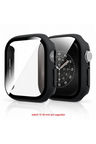 Alan Tech Apple Watch Series 12 46mm Uyumlu Cam Ekren Koruyucu Tam Kaplama Kı...
