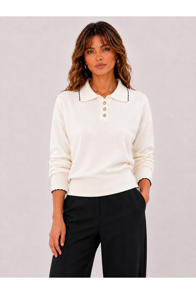 Okçu Triko Women's Polo Neck Knitwear Sweater 27K12320-16