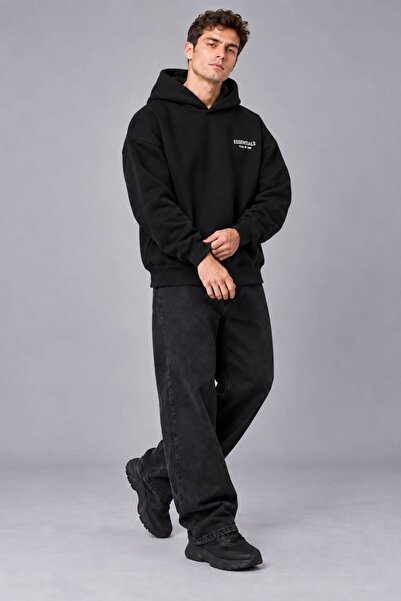 Generic Brand Unisex Oversize Φούτερ με κουκούλα διπλής όψης με πικέ