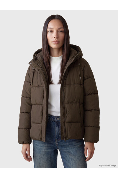 LC Waikiki Nevavm Farkıyla Lcw Everyday Brown Plain Loose & Baggy Women's Puf...