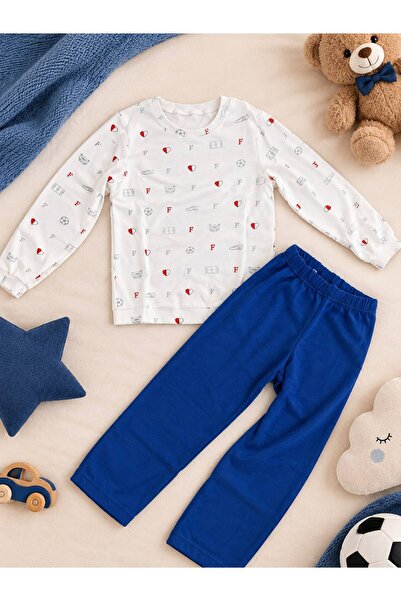 HANOVA CREATİVE Boys' Pajama Set Bottom and Top Set with Football Ball Pattern