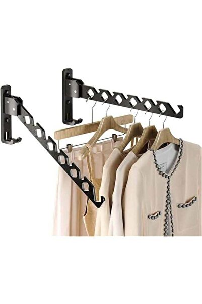 MIXDE Wall Mount Coat Hanger Holder Black Clothes Drying Organizer Rack Garme...