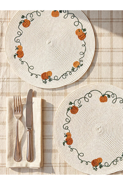 LC Waikiki Lcw Home Beige Pumpkin Embroidered Supla 2-Pack 38 cm