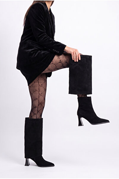 Shoesers Γυναικείες κοντές μπότες με ειδικό σχέδιο, ριγέ τακούνι, μυτερή μύτη...