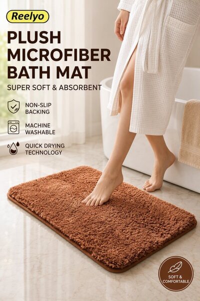 Generic Bath Mat Non Slip Absorbent Microfiber Soft Thick Machine Washable 40...