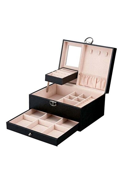 Generic Multi-functional Jewelry Box PU Leather Jewelry Storage Case Multi-La...