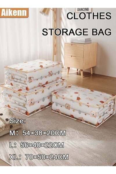 Aikenn 100/140/180L Clothes Storage Bins with Lids, Foldable Storage Bags wit...